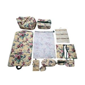 RARE 12-PC VINTAGE GLORIA RAE LUGGAGE & TRAVEL ORGANIZER SET
